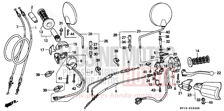 HANDLE LEVER/SWITCH/CABLE for Africa Twin 750 SAHARA BULE METALLIC (PB273) from 1997